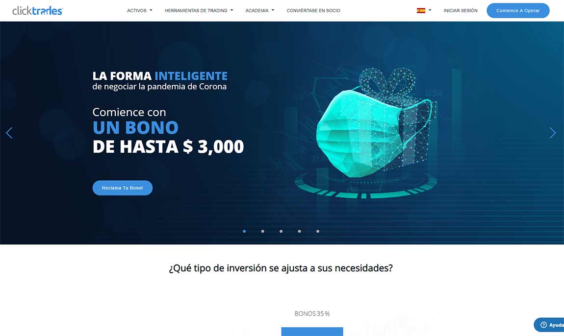 ClickTrades: página web