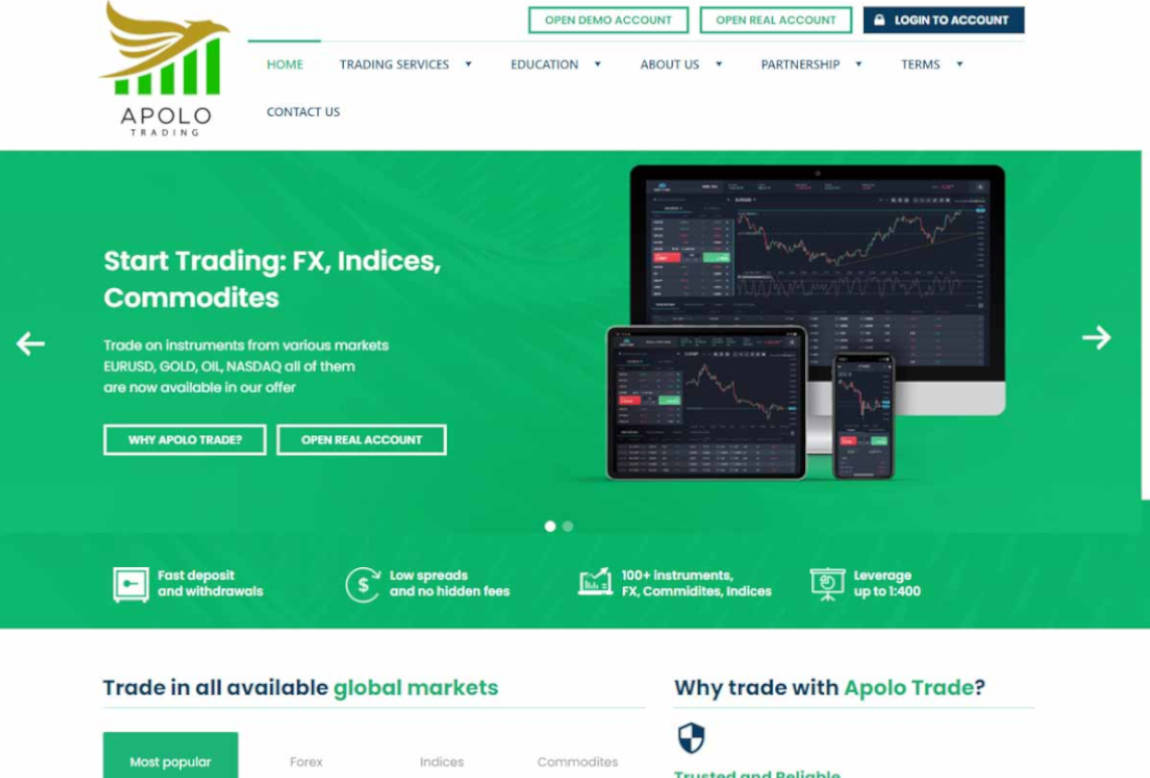 Apolo Trading: página web