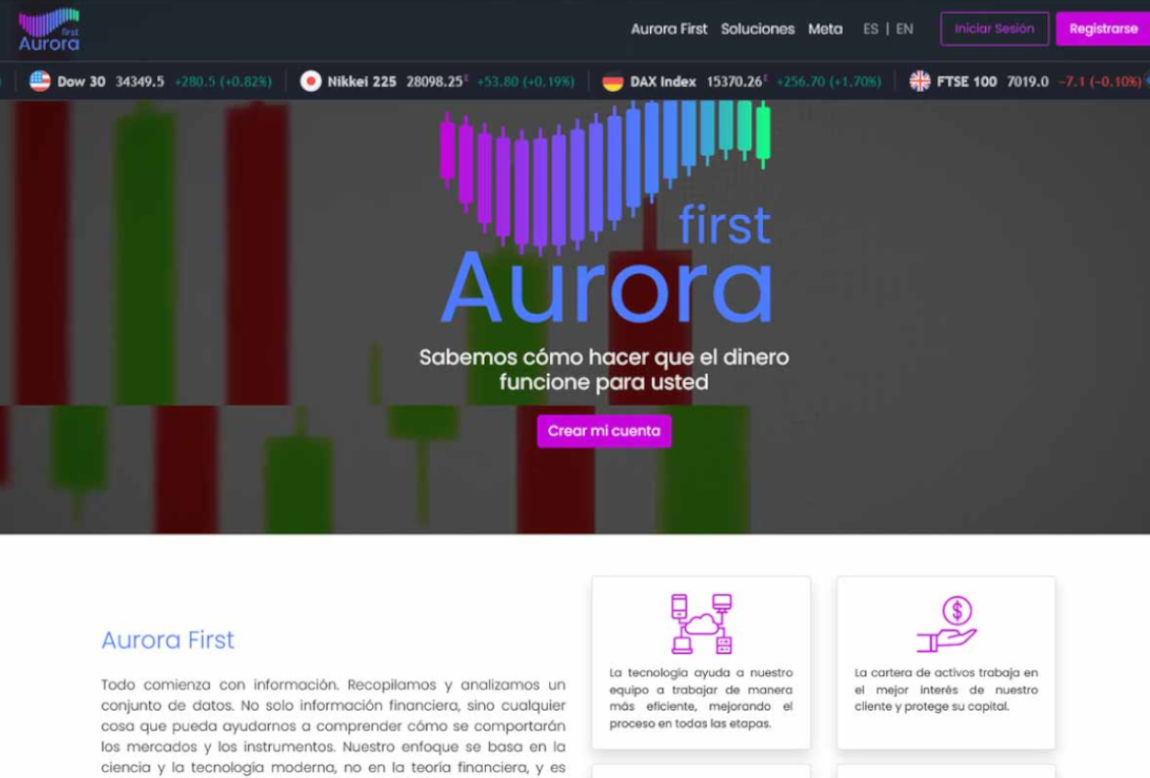 Aurora First: página web