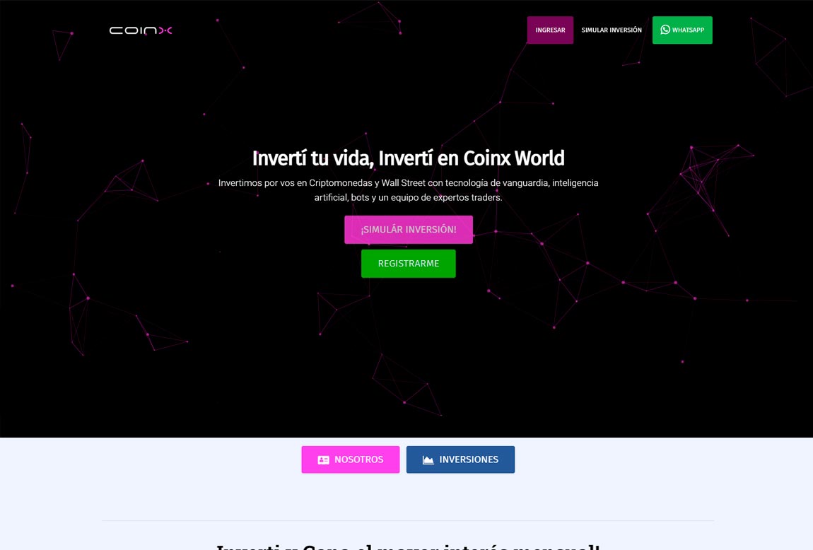 Coinx: página web