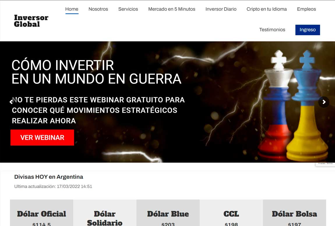 Inversor Global: página web