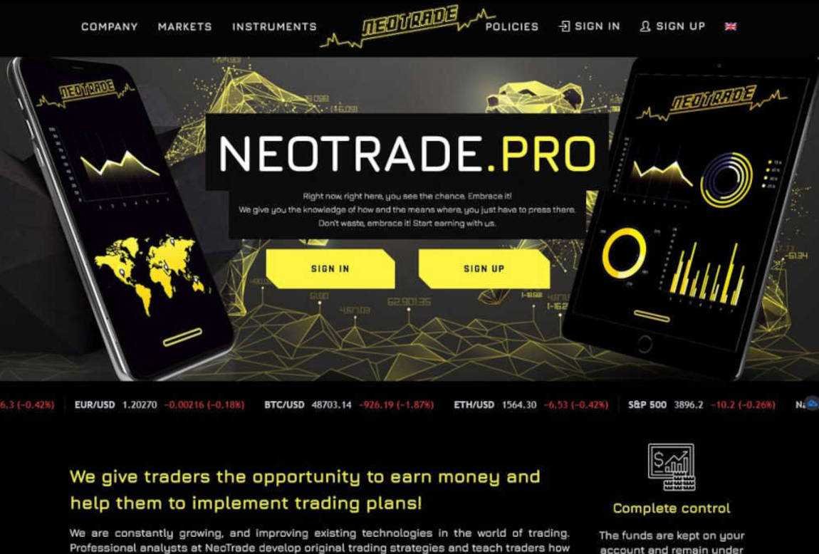 NeoTrade: página web