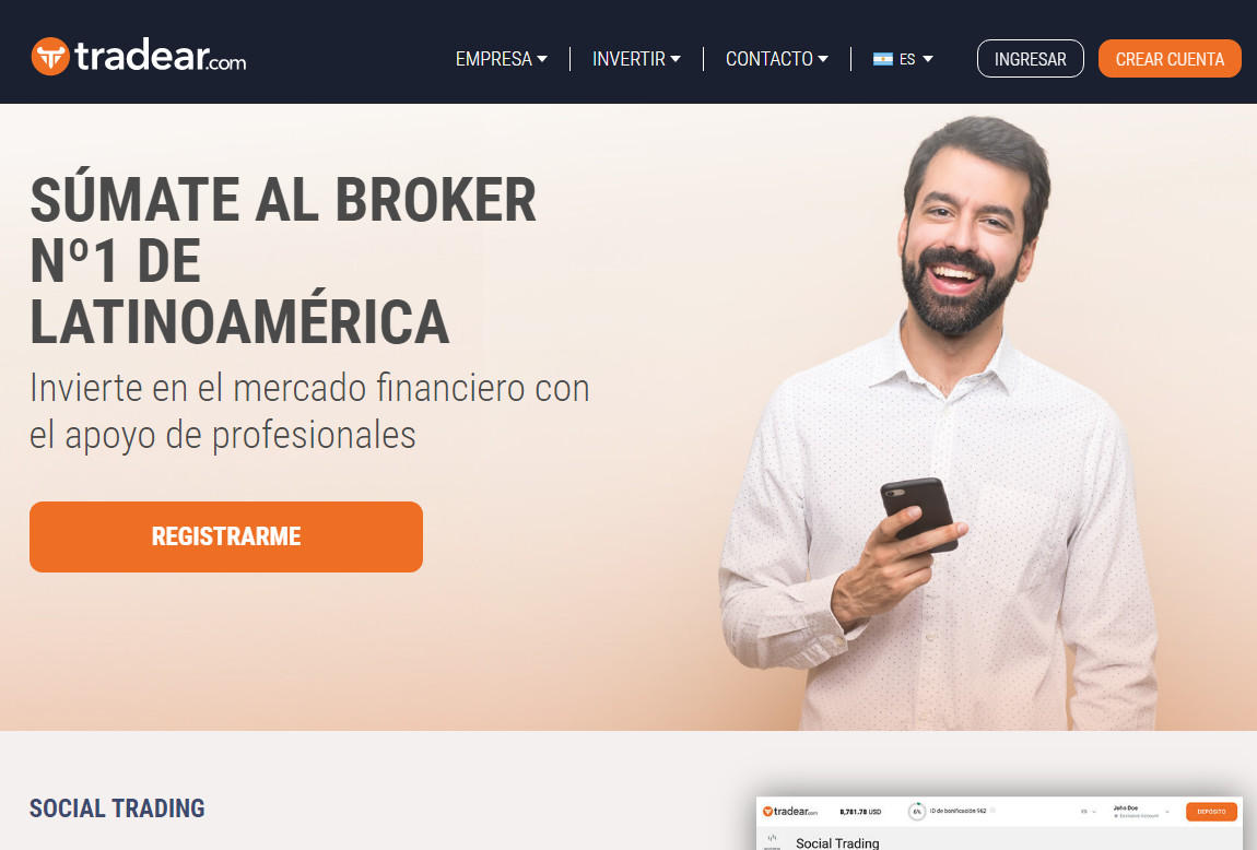Tradear: página web