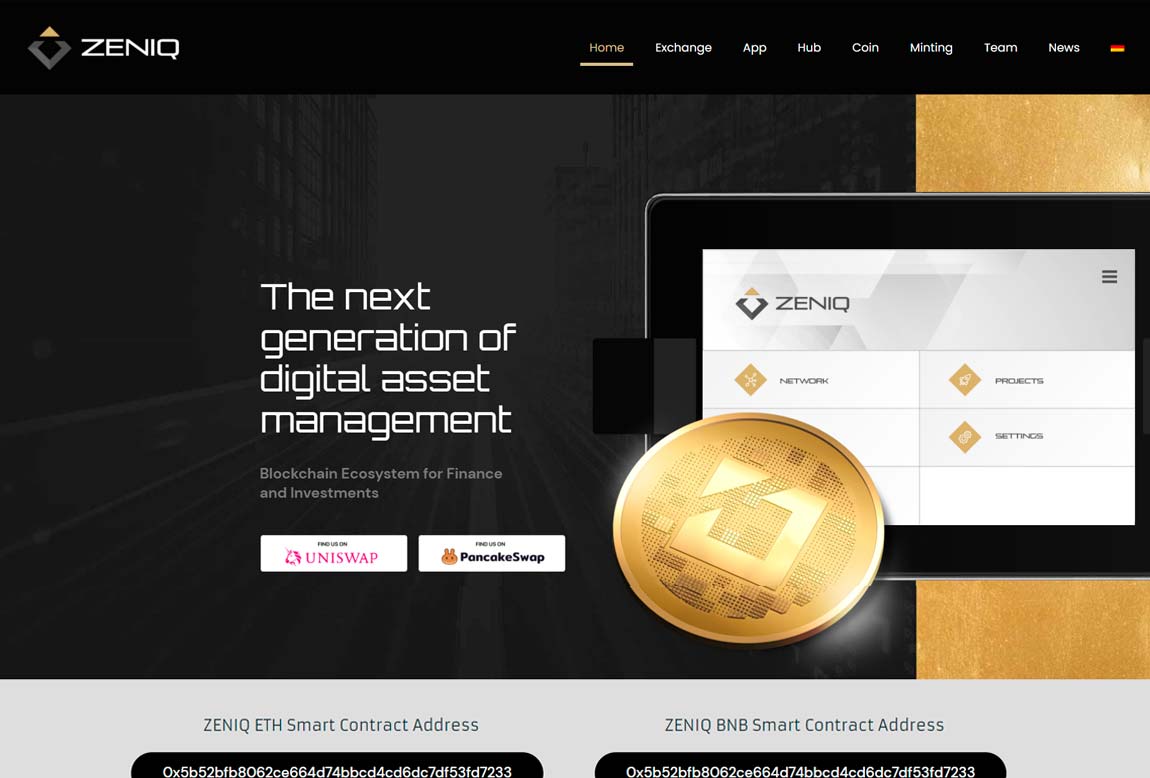 Zeniq: página web